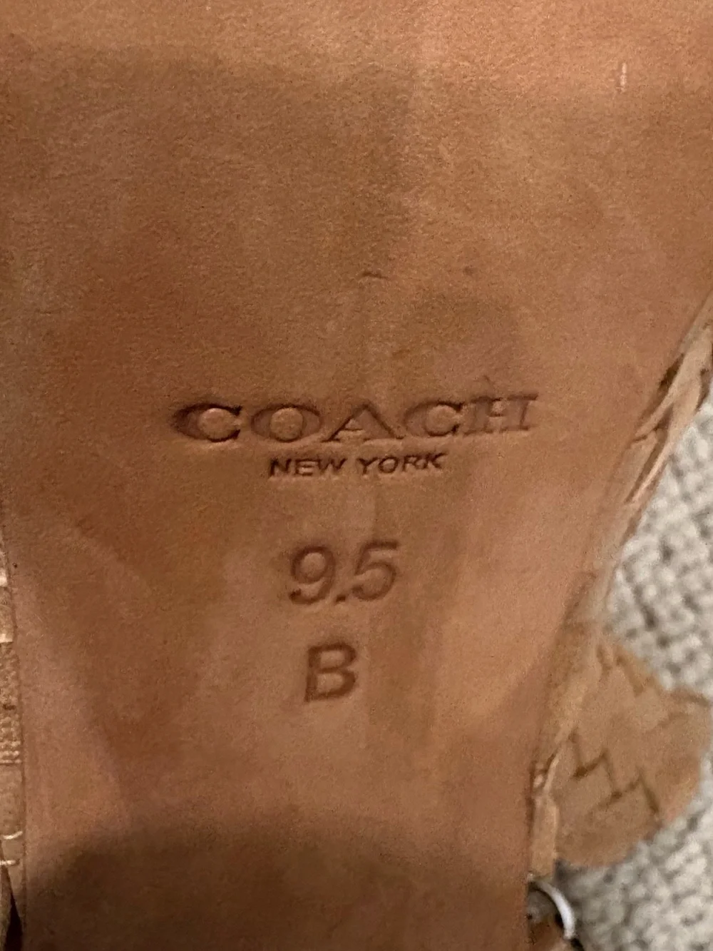 Coach Huarache Gladiator Tan Woven Peep-Toe Heeled Sandals size 9.5